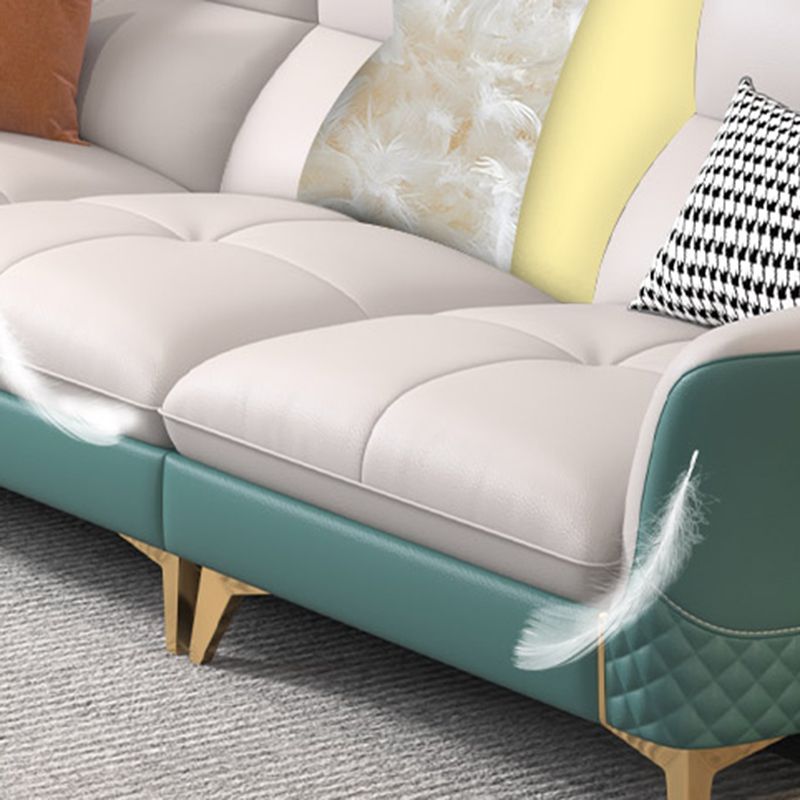 34.64 " H Genuine Leather Flared Arm Sofa & Chaise for Living Room Clearhalo 'furn' 'furn_sectionals' 'Furniture' 'Living Room Furniture' 'Sectionals' 1200x1200_b92c4ea1-7cae-4796-9219-00bffe2a599d