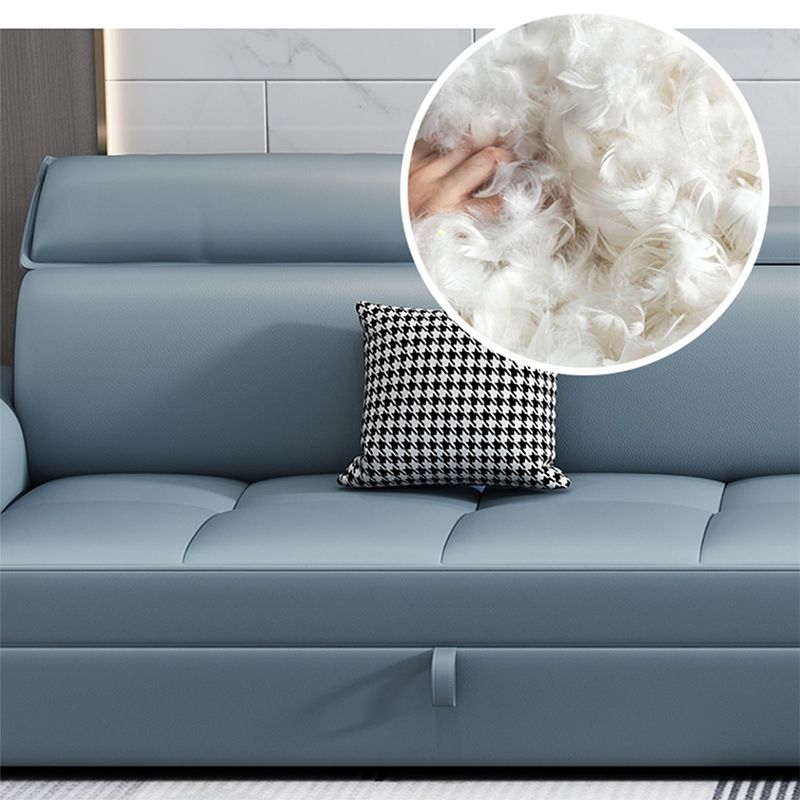 Faux Leather Cushion Back Sectionals 35.43"H Pillow Top Arm Sofa with Storage, Blue Clearhalo 'furn' 'furn_sectionals' 'Furniture' 'furniture_sectionals' 'Living Room Furniture' 'Sectionals' 1200x1200_b92e4bba-2f69-4e86-aad7-d0aa683836da