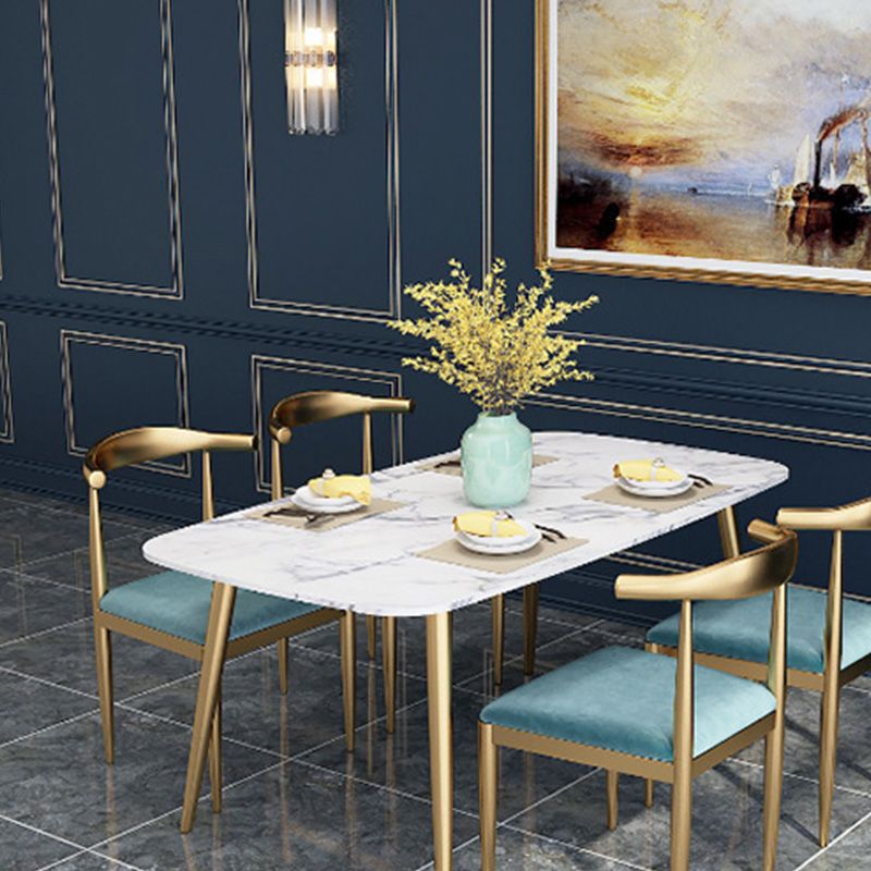 Traditional Luxury Rectangle Dining Table White Faux Marble Top Table for Home Clearhalo 'Dining Tables & Seating' 'Dining Tables' 'dining_table' 'furn' 'furn_dining_table' 'Furniture' 'Kitchen & Dining Furniture' 1200x1200_b92ea208-9782-4191-bf9e-8ce4daa1a139