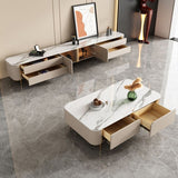 Rectangle Storage Coffee Table Glam Slate Cocktail Table with 4 Legs