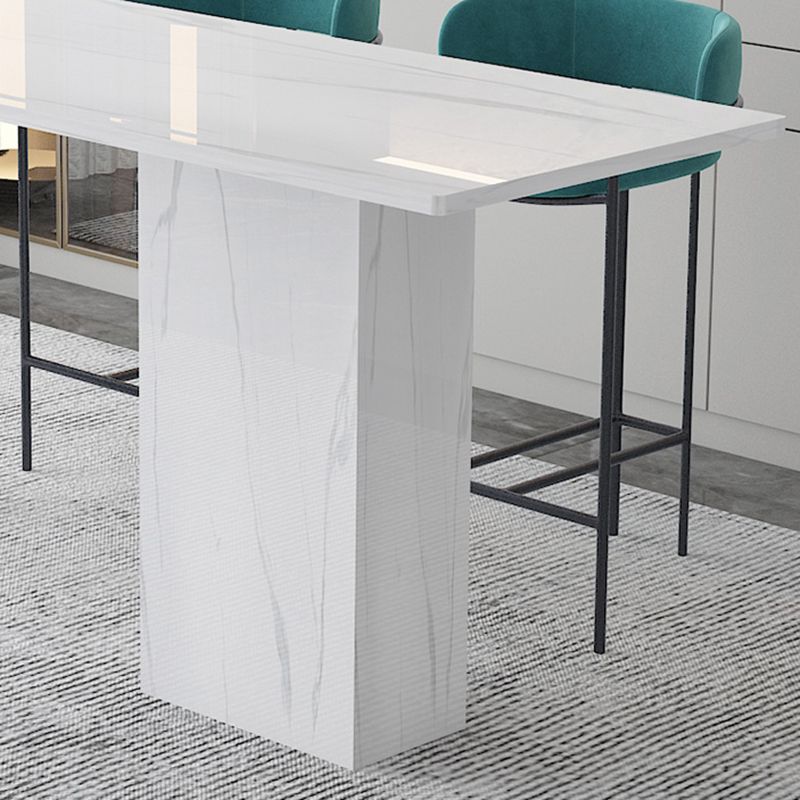 White Stone Rectangle Bar Wine Table Double Pedestal Living Room Bar Dining Table Clearhalo 'Bar Furniture' 'Bar Tables' 'bar_tables' 'furn' 'furn_bar_tables' 'Furniture' 'furniture_bar_tables' 'Kitchen & Dining Furniture' 1200x1200_b9319405-b74d-4817-aceb-aa6171cb6445