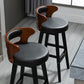 Scandinavian Wood Round Seat Stool Faux Leather Low Back Upholstered Counter Stool Clearhalo 'Bar Furniture' 'Bar Stools' 'bar_stools' 'furn' 'furn_bar_stools' 'Furniture' 'Kitchen & Dining Furniture' 1200x1200_b932ad51-fccc-402b-95c3-9afacb1a10ef