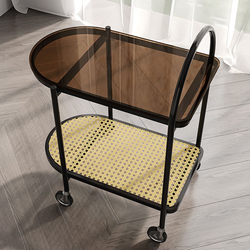 30.3" Tall Tray Top Side Accent Table Elliptical Glass Top End Table with Casters Clearhalo 'Coffee & Accent Tables' 'End & Side Tables' 'end_side_tables' 'furn' 'furn_end_side_tables' 'Furniture' 'Living Room Furniture' 1200x1200_b932af86-e5f5-4bf7-a204-00c668480b44