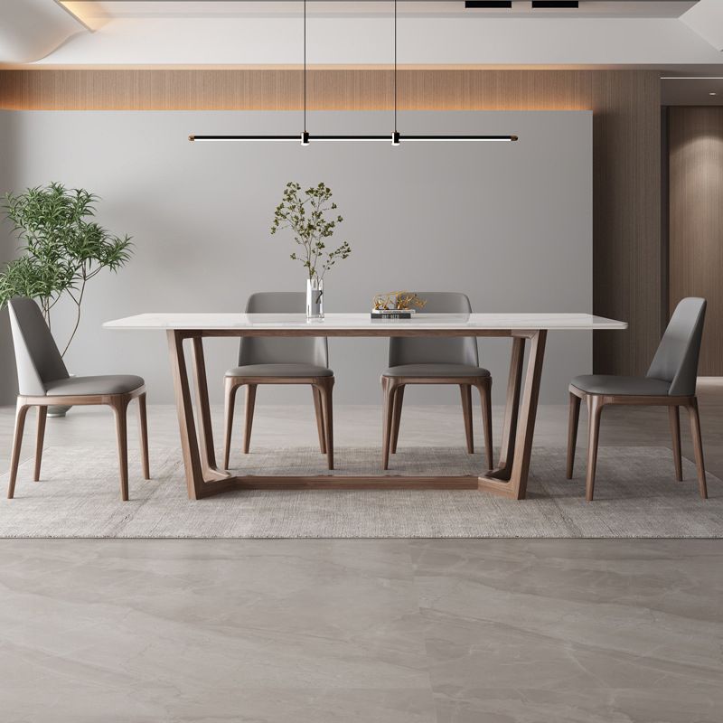 Eettafel in industriële stijl, rechthoekige stenen eettafel in wit