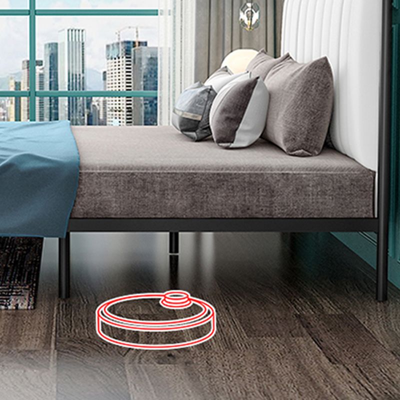 Iron Frame Standard Bed with Rectangular Panel Headboard and Metal Legs