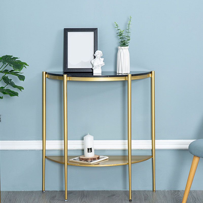 Tavolino console in marmo glam mezza luna 4 gambe accento tavolo per hall