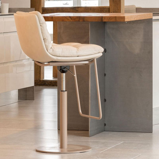 Tabourets de bar à hauteur réglable blancs tabourets en faux cuir industriel