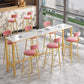 Glam Style Round Barstool Armless Low Back Bar Stool with Metal Base