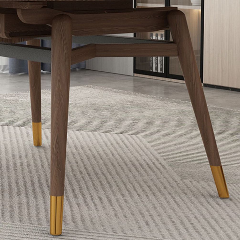 Contemporary Style Sintered Stone Dining Table with Grey Self-Storing Leaf and 4 Legs Base Clearhalo 'Dining Room Sets' 'Dining Tables & Seating' 'dining_room_set' 'furn' 'furn_dining_room_set' 'Furniture' 'furniture_dining_room_set' 'Kitchen & Dining Furniture' 'kitchen&dining_furn' 'kitchen' 1200x1200_b933d881-8d46-4954-99f7-35595cc01623