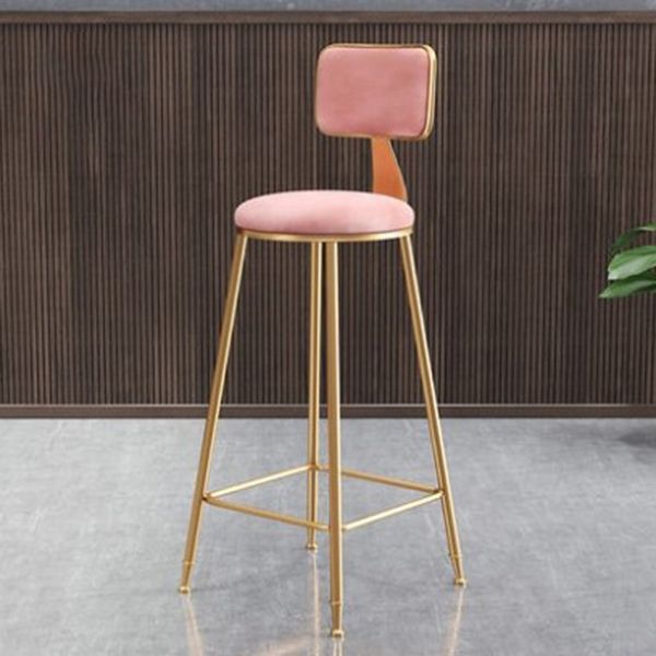 Glam Metal Barstool Round Seat Velvet Stool with Gold Legs in Matte Finish Clearhalo 'Bar Furniture' 'Bar Stools' 'bar_stools' 'furn' 'furn_bar_stools' 'Furniture' 'Kitchen & Dining Furniture' 1200x1200_b9353f3f-63ea-4633-8029-5be30dc7497f