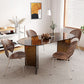 Glass Dining table Modern Oval Dining Table with Double Pedestal