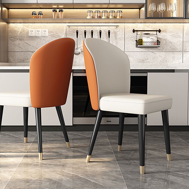 Industrial Style Armless Chair Faux Leather Parsons Chairs for Bedroom