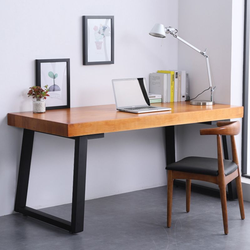 Solid Wood Rectangular Work Table Fixed Home Office Modern Writing Desk ...