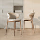 Solid Wood Dining Stools Low Back Upholstered Bar Stools with Footrest