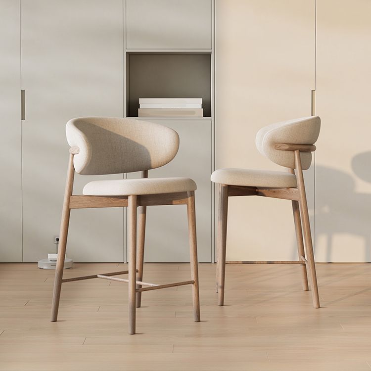 Solid Wood Dining Stools Low Back Upholstered Bar Stools with Footrest