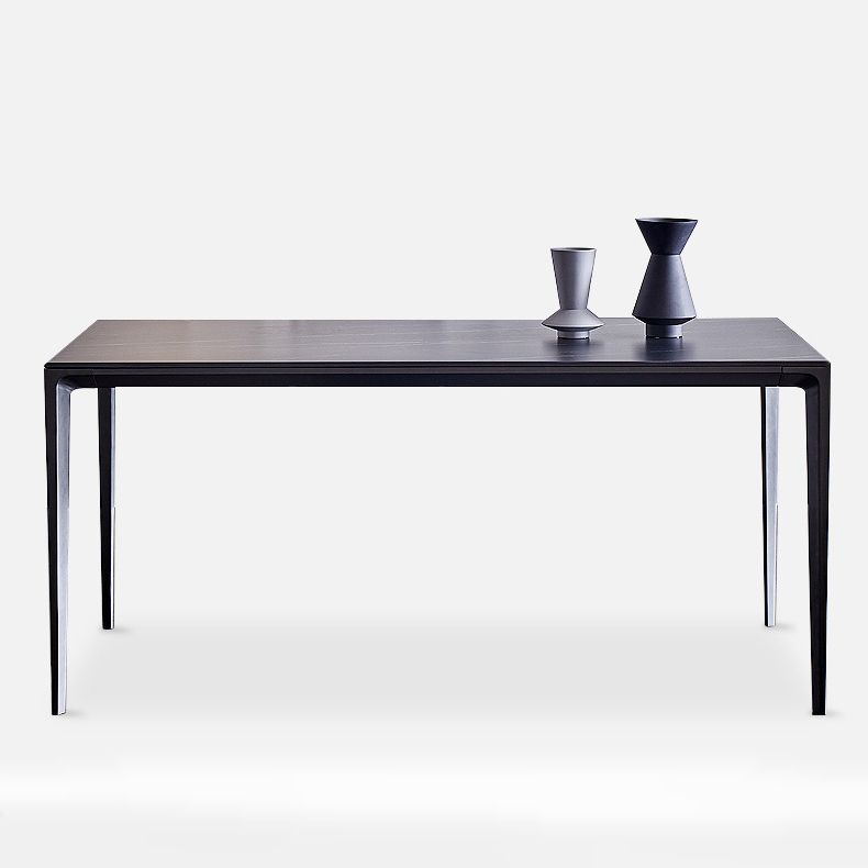 Stone Top Dining Table Rectangle Contemporary Table with 4 Legs in Black Clearhalo 'Dining Tables & Seating' 'Dining Tables' 'dining_table' 'furn' 'furn_dining_table' 'Furniture' 'furniture_dining_table' 'Kitchen & Dining Furniture' 'kitchen' 'kitchen_dining_table' 1200x1200_b93a83ff-ebdc-4a1f-83e3-4228fc56098f