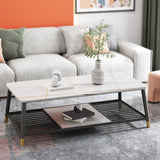 Glam Frame Coffee Table Slate Rectangular Coffee Table for Living Room Clearhalo 'Coffee & Accent Tables' 'Coffee Tables' 'coffee_tables' 'furn' 'furn_coffee_tables' 'Furniture' 'Living Room Furniture' 1200x1200_b93a92ad-6468-4bbe-94d1-abb60e0b3e7e