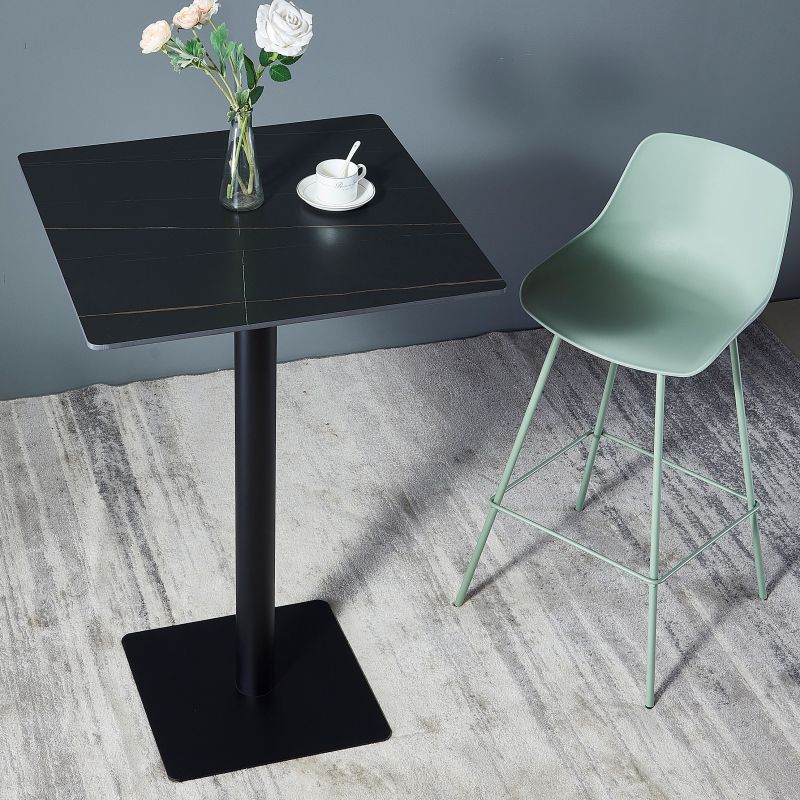 Industrial Black Iron Bar Dining Table Stone Top Engineered Wood Indoor Bistro Table Clearhalo 'Bar Furniture' 'Bar Tables' 'bar_tables' 'furn' 'furn_bar_tables' 'Furniture' 'furniture_bar_tables' 'Kitchen & Dining Furniture' 1200x1200_b93c307d-6358-49a7-80bd-47f4b7b567b5