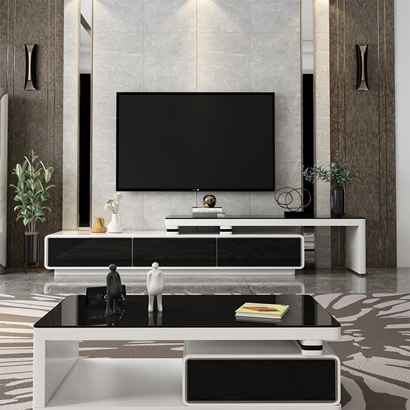 Glass TV Media Stand Contemporary Stand Console with Drawers Clearhalo 'furn' 'furn_tv_stands_entertainment_centers' 'Furniture' 'Living Room Furniture' 'TV Stands & Entertainment Centers' 'TV Stands & Media Storage Furniture' 'tv_stands_entertainment_centers' 1200x1200_b93e1e0f-97ef-40b9-947c-904b12d0833b