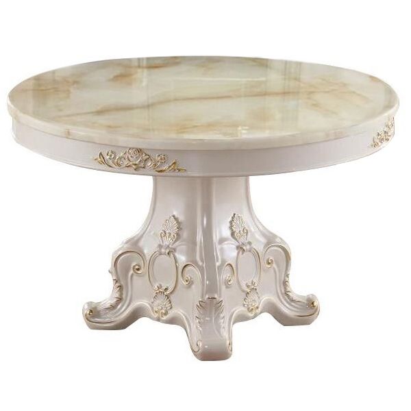 Solid Wood Victorian Round Table White Marble Top Table with Pedestal Clearhalo ' dining_table' 'Dining Tables & Seating' 'Dining Tables' 'furn' 'furn_dining_table' 'Furniture' 'furniture_dining_table' 'Kitchen & Dining Furniture' 'kitchen&dining_furn' 'kitchen' 'kitchen_dining_table' 1200x1200_b93ea4b3-b941-4da3-92e1-da4c80e31bf4