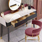 Scrivania per vanity per trucco con top in pietra contemporanea con cassetto in legno