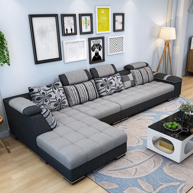 135.82" D x 70.86" W x 33.46" H Pillow Top Arm Sectional Adjustable Pillowed Back Cushions Clearhalo 'furn' 'furn_sectionals' 'Furniture' 'furniture_sectionals' 'kitchen' 'kitchen_sectionals' 'Living Room Furniture' 'Sectionals' 1200x1200_b93fcd26-f15b-483c-bb91-1130e25031e7