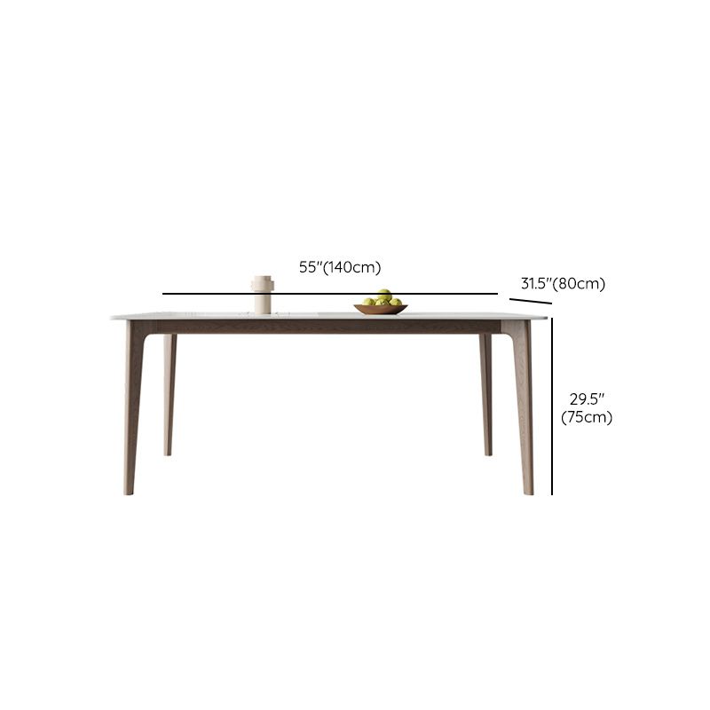 Simplicity Furniture Rectangle Stone Dining Room Table in White