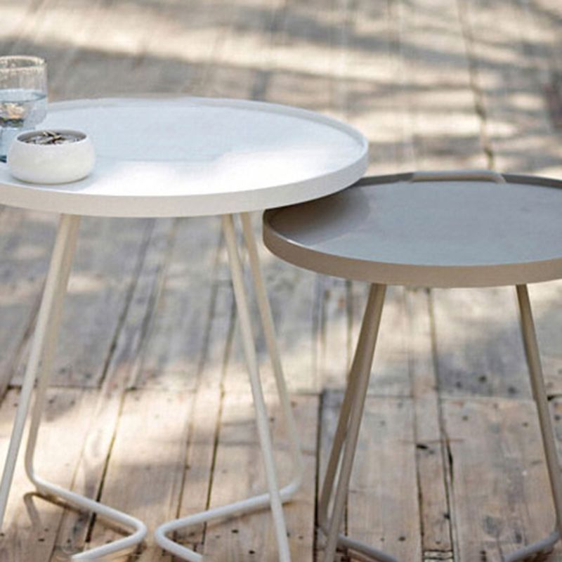 17.7"/19.7" Tall Metal Round Tray Top Side Table Iron Sled End Table