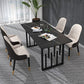 Glam Style Stone Top Double Pedestal Table Home Rectangle Dining Table Clearhalo 'Dining Tables & Seating' 'Dining Tables' 'dining_table' 'furn' 'furn_dining_table' 'Furniture' 'furniture_dining_table' 'Kitchen & Dining Furniture' 'kitchen' 'kitchen_dining_table' 1200x1200_b9467ac8-fc95-4a59-b37b-309f8ce2853b