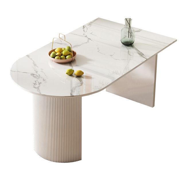 Contemporary White Standard Dining Table Kitchen Dining Table with Double Pedestal Bases Clearhalo ' dining_table' 'Dining Tables & Seating' 'Dining Tables' 'furn' 'furn_dining_table' 'Furniture' 'furniture_dining_table' 'Kitchen & Dining Furniture' 'kitchen&dining_furn' 'kitchen' 'kitchen_dining_table' 1200x1200_b947c28c-b9e9-4de9-8fe1-c61bfc86ea17