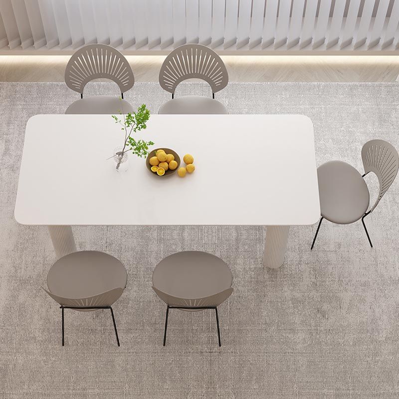 Modern Rectangle Dining Room Collection Stone and Wood Fixed Dinner Table Clearhalo 'Dining Tables & Seating' 'Dining Tables' 'dining_table' 'furn' 'furn_dining_table' 'Furniture' 'Kitchen & Dining Furniture' 1200x1200_b947eba9-3886-4137-984a-3f1daa3d093b