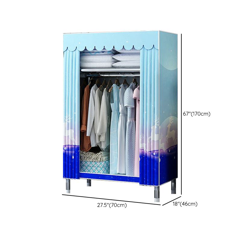 Contemporary Wardrobe Closet with Shelves Steel Wardrobe Cabinet