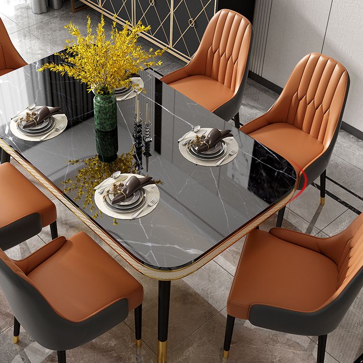 Glam Rectangle Shape Kitchen Dining Table Marble Standard Dining Table with 4 Legs Base Clearhalo ' dining_table' 'Dining Tables & Seating' 'Dining Tables' 'furn' 'furn_dining_table' 'Furniture' 'furniture_dining_table' 'Kitchen & Dining Furniture' 'kitchen&dining_furn' 'kitchen' 'kitchen_dining_table' 1200x1200_b9495c7d-b272-4f2c-8f48-775d76bda092