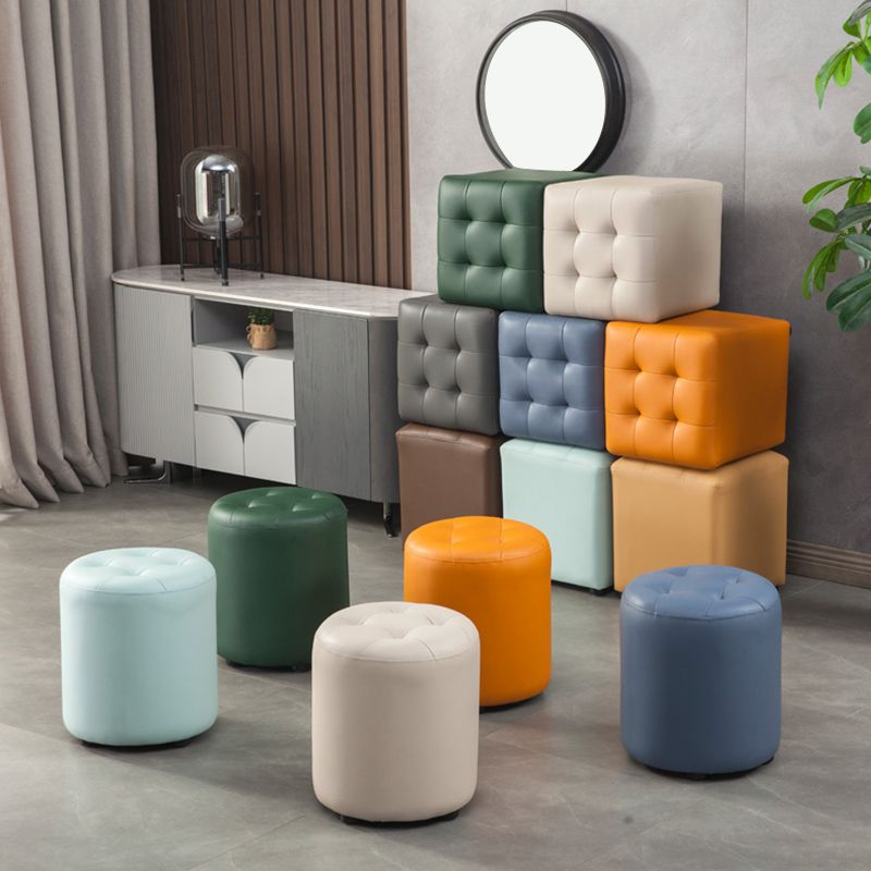 Contemporary Pouf Ottoman Genuine Leather Tufted Upholstered Solid Color Ottoman Clearhalo 'furn' 'furn_ottomans_poufs' 'Furniture' 'Living Room Furniture' 'Ottomans & Poufs' 'ottomans_poufs' 1200x1200_b949fc83-cd21-4c29-9f4e-c140c2d7242f