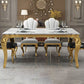 Traditional Luxury Dining Table Rectangle Metal Gold Tripod Dining Table Clearhalo 'Dining Tables & Seating' 'Dining Tables' 'dining_table' 'furn' 'furn_dining_table' 'Furniture' 'furniture_dining_table' 'Kitchen & Dining Furniture' 'kitchen' 'kitchen_dining_table' 1200x1200_b94a0868-ba5e-4bc4-8c62-ed9ebc4d3245