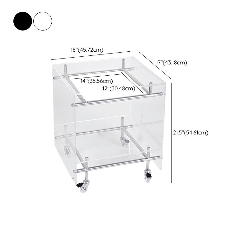 Contemporary Plastic Rectangular End Table Double Tier Corner Table with Storage