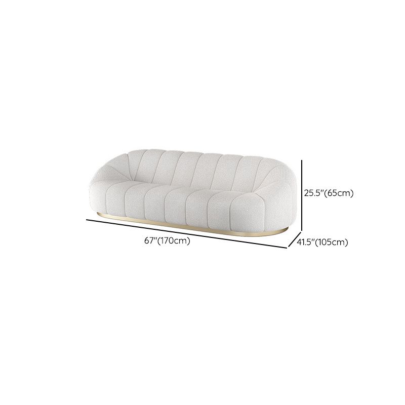 Contemporary Wool Standard Sofa, Sloped Arm Sewn Pillow Back Seating in White