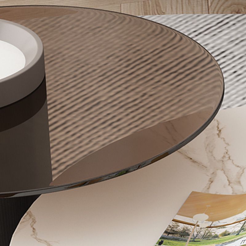 Round Slate Top Coffee Table Glam Drum Coffee Cocktail Table with Drawer Clearhalo 'Coffee & Accent Tables' 'Coffee Tables' 'coffee_tables' 'furn' 'furn_coffee_tables' 'Furniture' 'Living Room Furniture' 1200x1200_b94ef4ed-a103-4665-b35a-ac769717067a