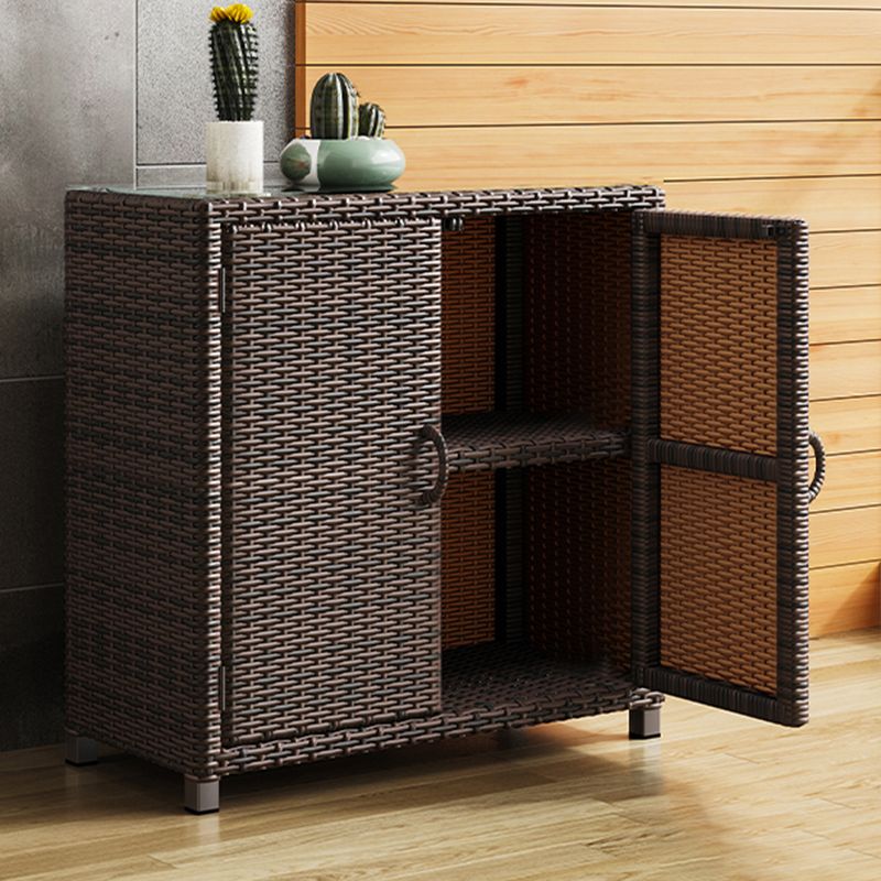 Contemporary Storage Cabinet Square Side Cabinet with Glass Paned Clearhalo 'Cabinets & Chests' 'cabinets_chests' 'furn' 'furn_cabinets_chests' 'Furniture' 'Living Room Furniture' 1200x1200_b94f35ab-1431-4186-b840-2e7872f543c6