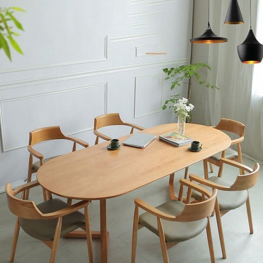 Mesa de comedor de madera maciza oval