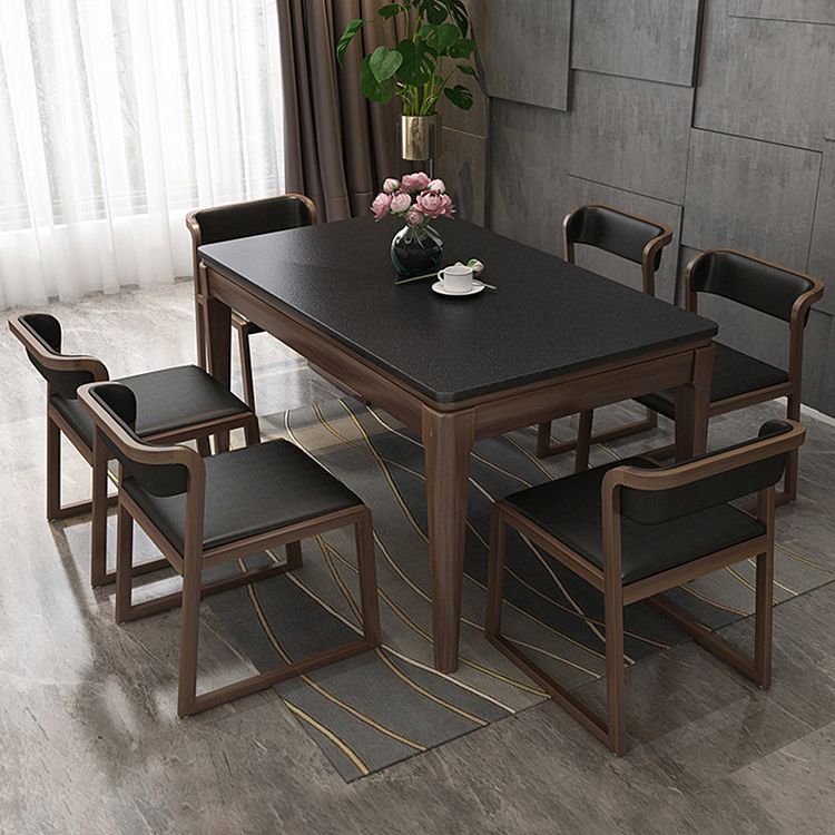 Sintered Stone Dining Table Mid-Century Modern Style 4 Legs Base Table for Dining Room Clearhalo ' dining_table' 'Dining Tables & Seating' 'Dining Tables' 'furn' 'furn_dining_table' 'Furniture' 'furniture_dining_table' 'Kitchen & Dining Furniture' 'kitchen&dining_furn' 'kitchen' 'kitchen_dining_table' 1200x1200_b95253ed-55b3-4b6a-9671-3e1a60ec598e