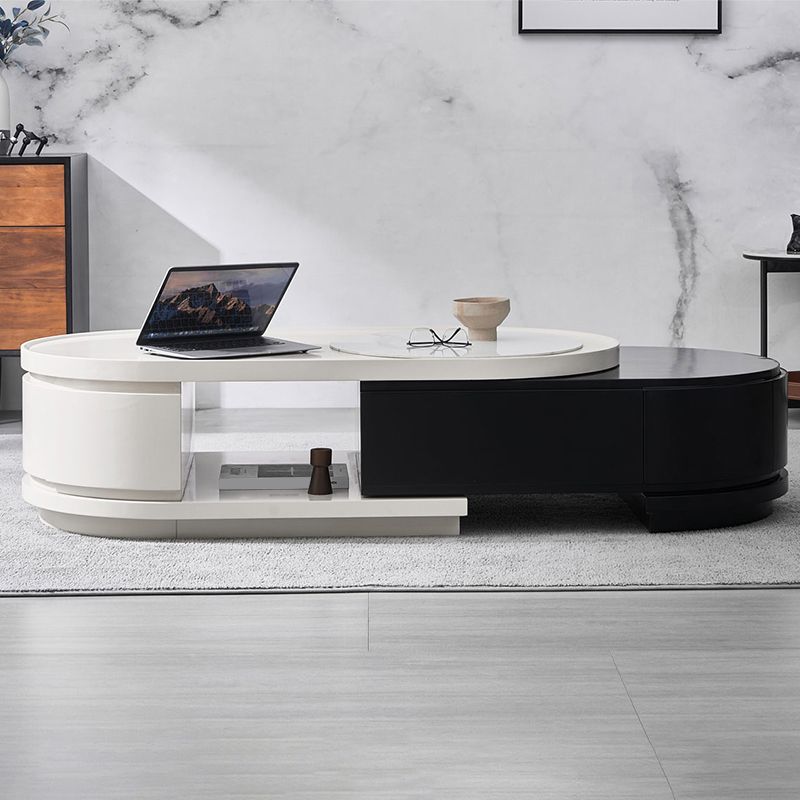 Table basse en bois ou table de bout abstraite avec 4 tiroirs de rangement