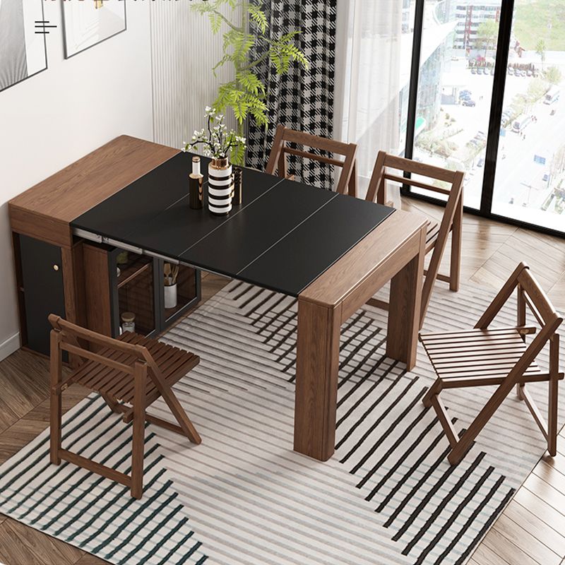 Adjustable Dining Table Wooden Dining Table with Storage for Dining Room