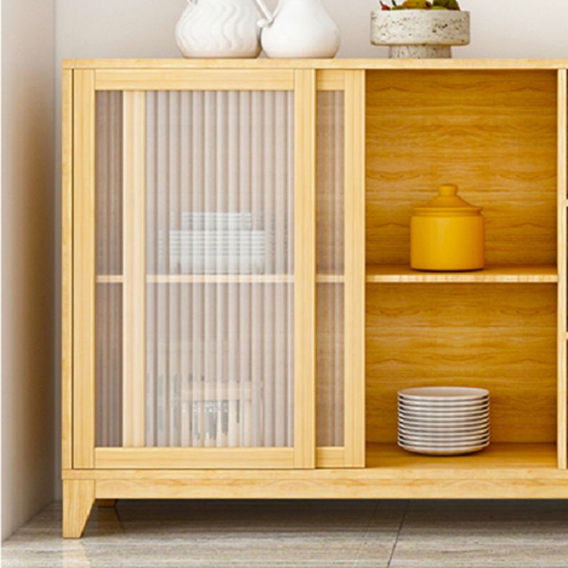 Modern Credenza Engineered Wood Sideboard Table with Sliding Glass Door Clearhalo 'buffet_sideboard' 'Buffets & Sideboards' 'furn' 'furn_buffet_sideboard' 'Furniture' 'Kitchen & Dining Furniture' 1200x1200_b95596df-1f1a-42e9-add4-e87790805b9b