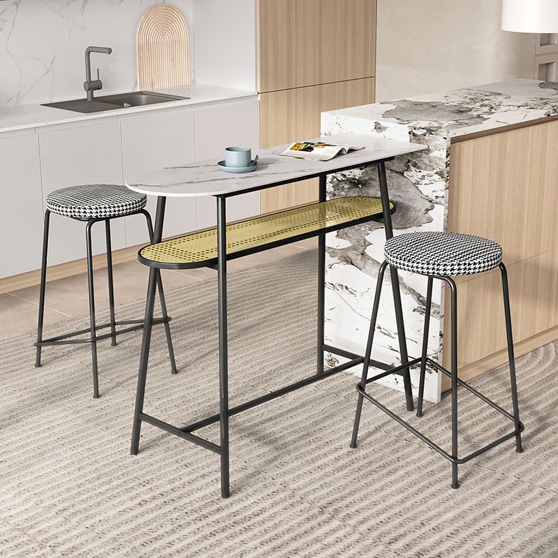 Modern Style Bar Table in Faux Marble and Metal Milk Tea Shop Bar Table in White Clearhalo 'Bar Furniture' 'Bar Tables' 'bar_tables' 'furn' 'furn_bar_tables' 'Furniture' 'Kitchen & Dining Furniture' 1200x1200_b9565bfe-52a4-4573-bc80-d1db85f41169