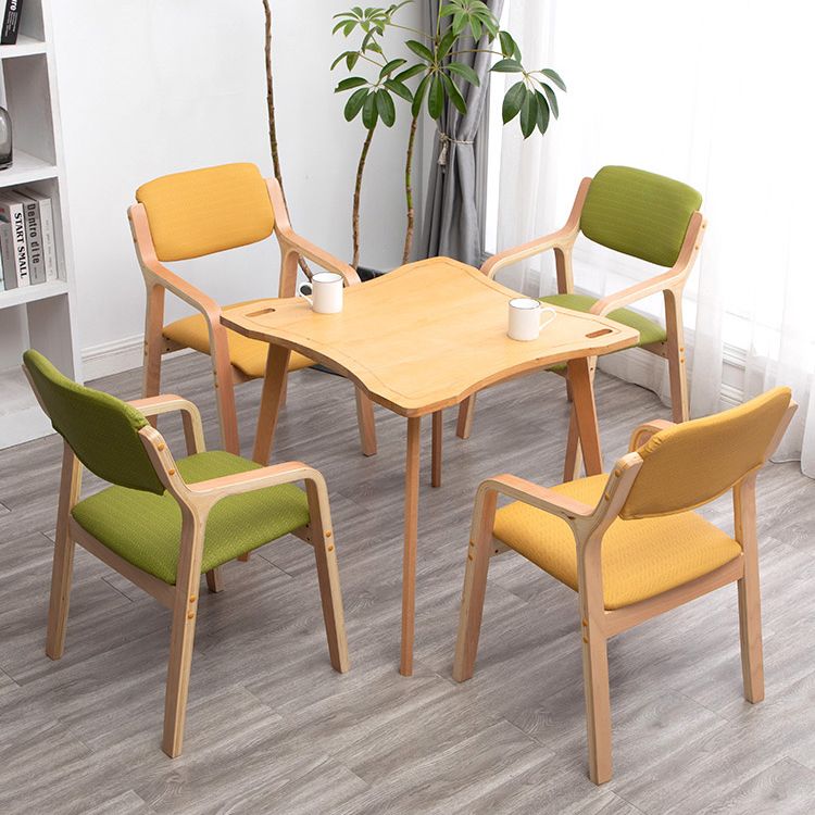 Scandinavian Home Arm Chair Wood Open Back Upholstered Dining Room Chair Clearhalo ' kitchen&dining_furn' 'Dining Chairs' 'Dining Tables & Seating' 'dining_chair' 'furn' 'furn_dining_chair' 'Furniture' 'furniture_dining_chair' 'Kitchen & Dining Furniture' 'kitchen' 1200x1200_b95679f3-7551-4fe0-9fc1-6dc91e818206