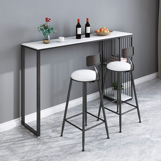 Modern Bar Table Set 1/2/3 Pieces Faux Marble Counter Table with Upholstered Stools Clearhalo 'Bar Furniture' 'furn' 'furn_home_bar_bar_sets' 'Furniture' 'Home Bars & Bar Sets' 'home_bar_bar_sets' 'Kitchen & Dining Furniture' 1200x1200_b9570590-787c-4359-934e-36aca3f6b5f4