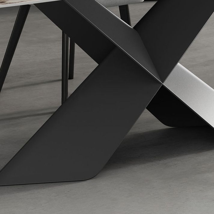 Modern Sintered Stone Dining Set with Rectangle Tabale and Metal Base Dining Room Furniture Set Clearhalo 'Dining Room Sets' 'Dining Tables & Seating' 'dining_room_set' 'furn' 'furn_dining_room_set' 'Furniture' 'furniture_dining_room_set' 'Kitchen & Dining Furniture' 'kitchen&dining_furn' 'kitchen' 1200x1200_b957a756-65b4-4fdf-92b6-005c1396fcdf