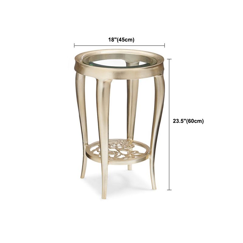 23.6"/17.7"H Modern 4 Legs Steel Base Glass Round Coffee Table with Shelf Clearhalo 'Coffee & Accent Tables' 'Coffee Tables' 'coffee_tables' 'furn' 'furn_coffee_tables' 'Furniture' 'furniture_coffee_tables' 'Living Room Furniture' 1200x1200_b9597d86-0eae-46b2-8403-08a9b2122b6a