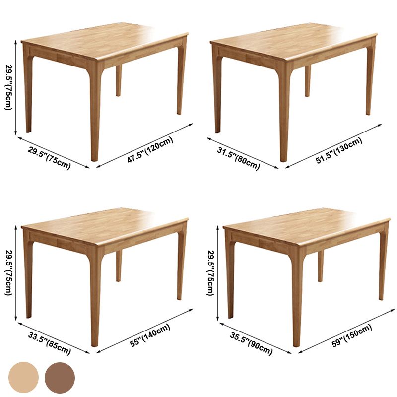 Contemporary Rectangle Dining Table Rubberwood Solid Wood Table with 4 Legs Clearhalo ' dining_table' 'Dining Tables & Seating' 'Dining Tables' 'furn' 'furn_dining_table' 'Furniture' 'furniture_dining_table' 'Kitchen & Dining Furniture' 'kitchen&dining_furn' 'kitchen' 'kitchen_dining_table' 1200x1200_b959e45c-8499-4732-84cf-5cc17a09b9df
